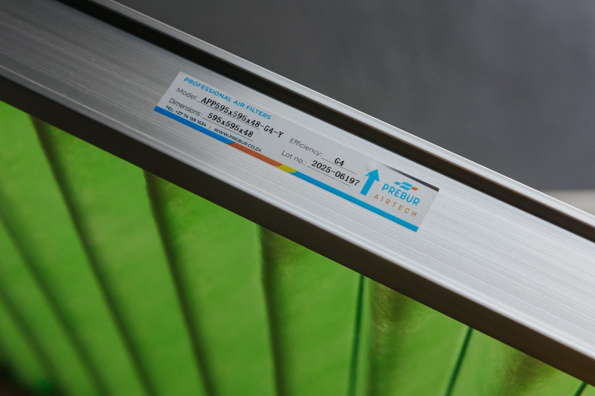 Airtech G4 panel filter product label